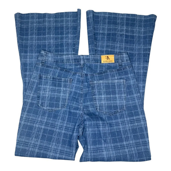 Flying Angel Gogo Plaid High Waist Flare Leg Jeans Sz: US 11/ EU 30 - Picture 2 of 8
